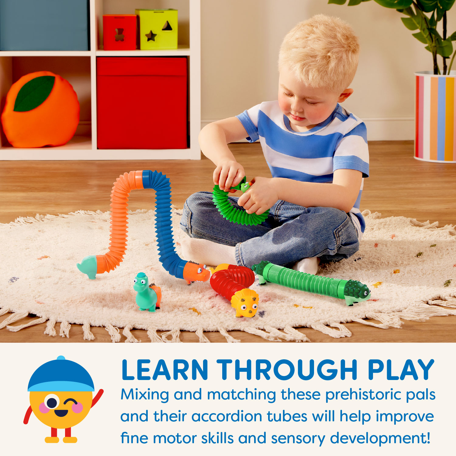 Battat Li'l Dino Buddies Tubos Sensoriales de Dinosaurios 15 Piezas, Juguetes para Niños Pequeños y Preescolares de 2 Años o Más 3