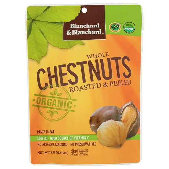 Pack of 12, Blanchard & Blanchard Roasted & Peeled Organic Whole Chestnuts, 5.29 oz