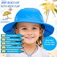 thumbnail image 3 of Baby Sun Hat Toddler Kids Boys Girls Wide Brim Beach Hats with Sunglasses UPF 50+ Plain Caps with Neck Flap, 3 of 8