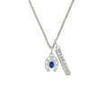 thumbnail image 2 of Delight Jewelry Silvertone Horseshoe with Oval Blue Crystal Silvertone Fearless Bar Charm Necklace, 23", 2 of 4