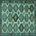 thumbnail image 1 of Ahgly Company Machine Washable Indoor Square Persian Turquoise Blue Traditional Area Rugs, 8' Square, 1 of 4