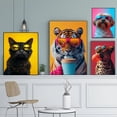 thumbnail image 4 of Póster estético con estampado de leopardo, león, jirafa, oso, conejo, gafas de sol de moda, pintura en lienzo de animales, arte de pared, decoración del hogar para sala de estar, 4 of 5