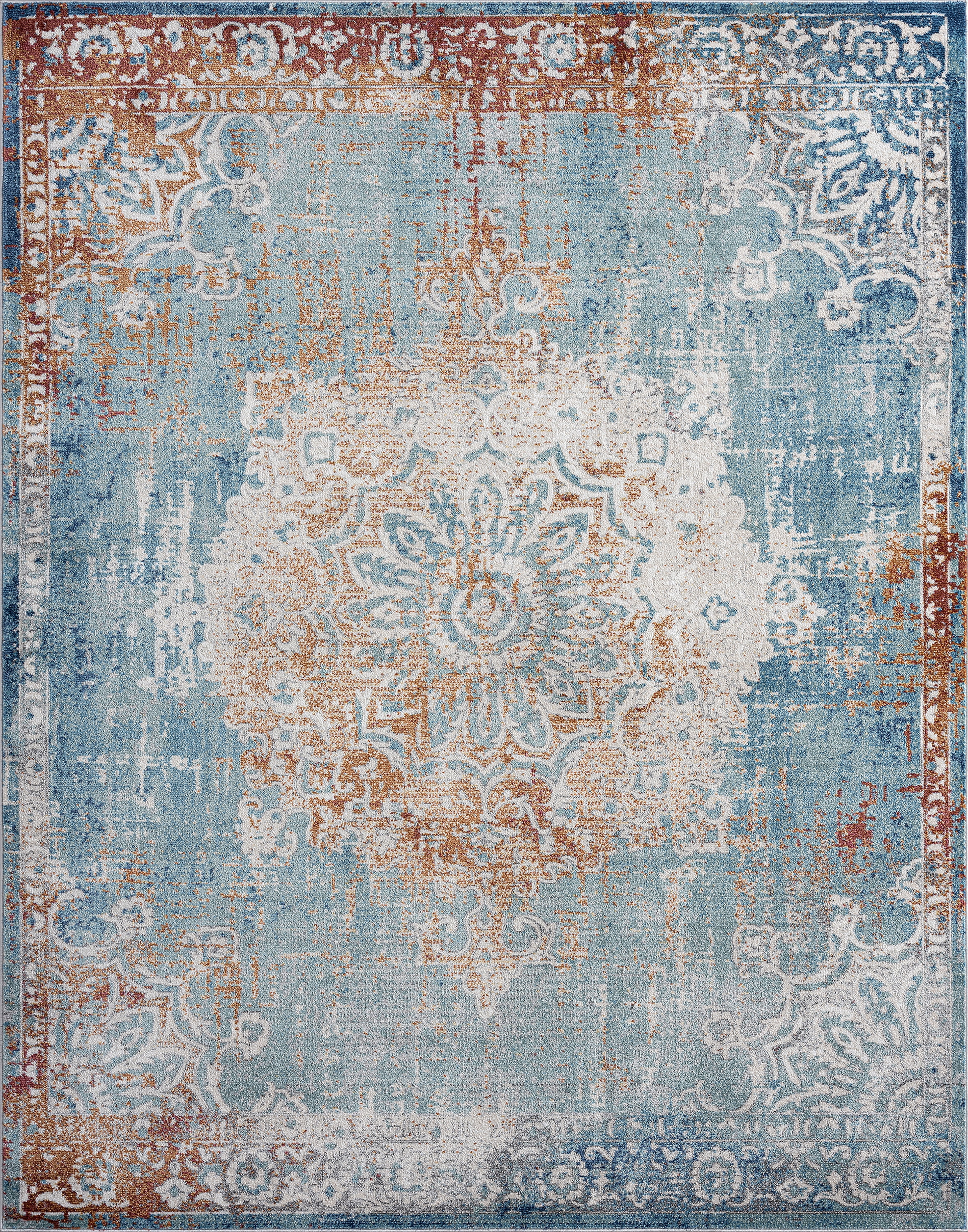 Transitional 9x12 Area Rug (8'10'' x 12'2'') Oriental Navy, Gold Living Room Easy to Clean