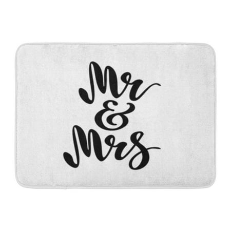 - LADDKE Mr and Brush Pen Lettering Wedding Words Bride Groom Black Text on Doormat Floor Rug Bath Mat 23.6x15.7 inch