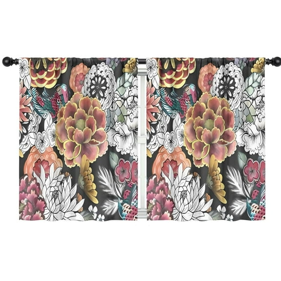 Blackout Kids Curtains,Pioneer Flower Floral Print Pattern Childrens Insulated Curtains Set Of 2,Bedroom Essentials,Toddler Room Decor 42"x54"