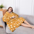 thumbnail image 5 of Oversized Wearable Blanket Hoodie,Yellow Puppy Dog Food Footprints Sherpa Blanket Hoodie with Super Pockets,Super Warm Fuzzy Pullover for Women & Men, 5 of 6