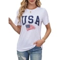 thumbnail image 2 of uSa Flag Tee Shirt Women 4th of July Gift T Shirt Casual Short Sleeve american Proud T-Shirt Tops, 2 of 8