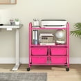 thumbnail image 4 of Gymax Rolling Storage Cart w/4 Drawers & 2 Shelves Multipurpose Plastic Trolley on Pink, 4 of 10