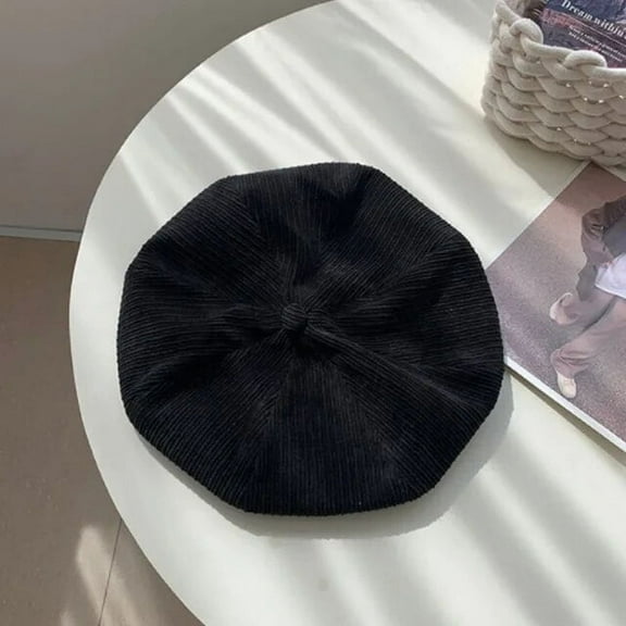 SikaFu Autumn Winter Large Head Circumference Corduroy Cloud Hat Women Large Version Solid Color Beret Fashion Casual Painter Cap