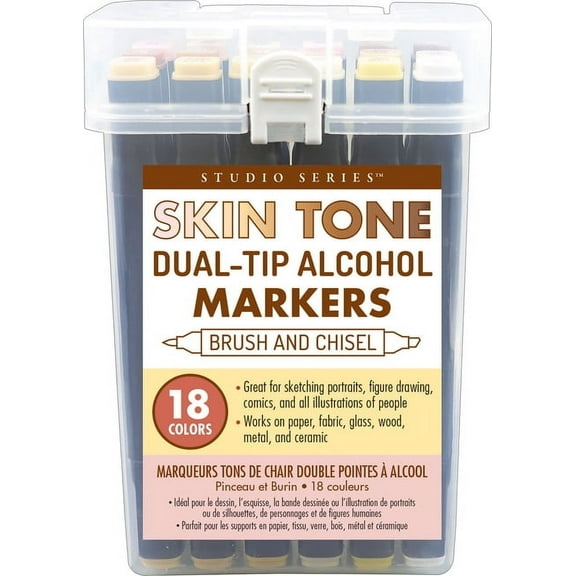 Studio Series Dual-Tip Skin Tone Alcohol Markers (Set of 18 Colors), (Hardcover)