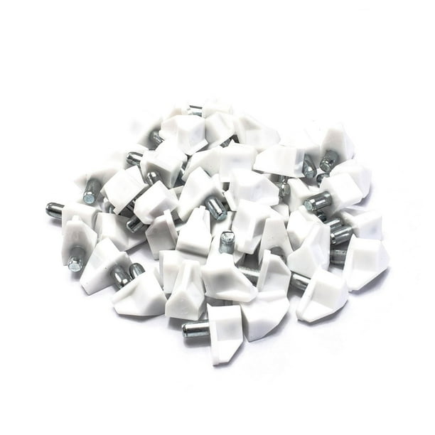 POWERTEC QP1506 White Shelf Pegs 5mm Shelf Holders with Nickel Plated