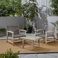 thumbnail image 3 of Noble House Hampton 3 Piece Outdoor Wood and Wicker Conversation Set in Black, 3 of 19
