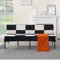 thumbnail image 4 of DEALTOPS 63" Checkered Velvet Futon, 2-in-1 Dual-Tone Convertible Sleeper Sofa with 5-Position Recline, White, 4 of 8