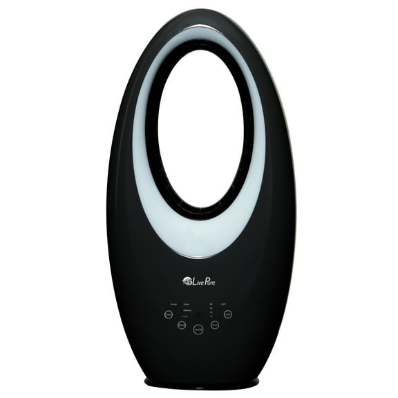 LivePure LP1700FAP Bladeless Auto-Duster, Oscillating Fan w/Filter, Black