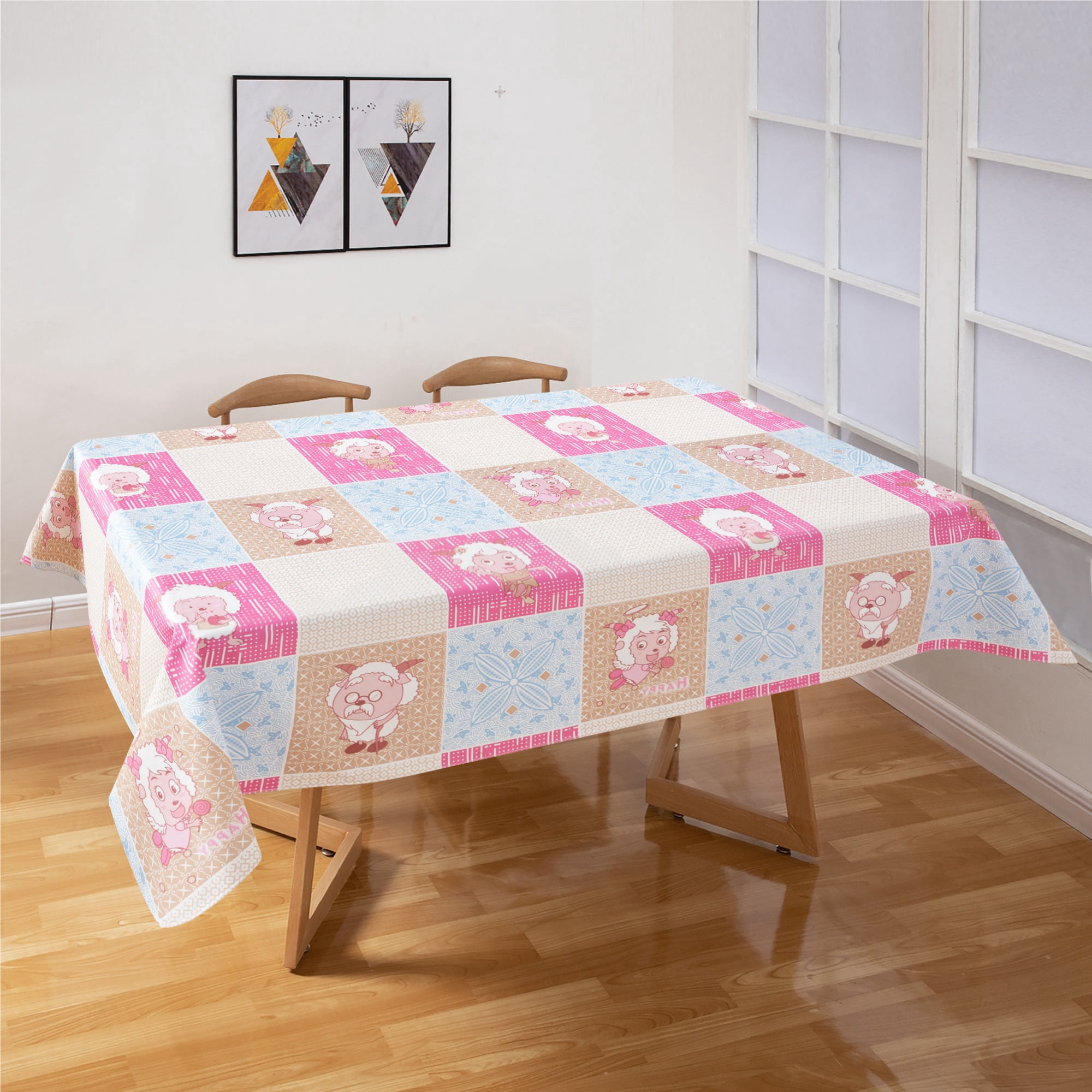 Ray Star Vinyl Tablecloths 52x70 Spring Tablecloth Plastic Picnic Outdoor and Camping Waterproof Oilcloth Table Cover for Rectangle Tables