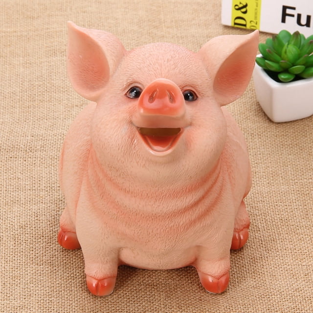 Tirelire Mignonne Apparence de Cochon Écologique Résine Dessin Animé Tirelire Porte-Monnaie