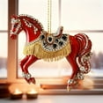 thumbnail image 4 of Flat Acrylic Horse Christmas Ornaments Farm Animal Hanging Ornament Cute Animal with Rheinstone Saddle, Xmas Tree Home Indoor Decor, Horse Enthusiasts Gift, 4 of 8