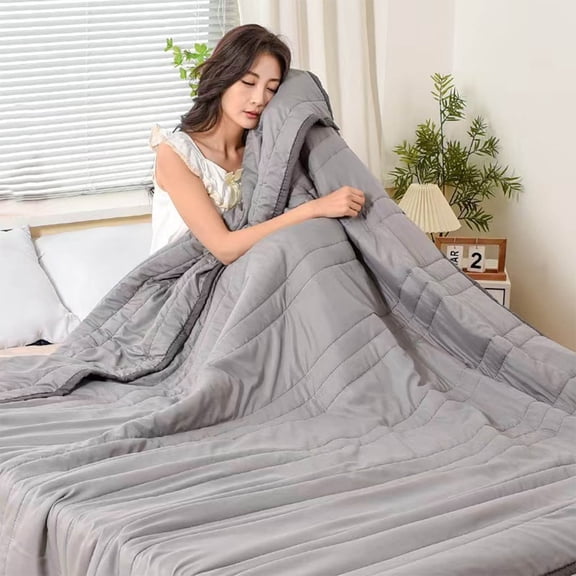 AZXY Cooling Comforter,Quilts for Queen Bed,Summer Quilt,Soft Breathable Lightweight Cotton Quilt for Hot Sleepers,170x200cm,Gray