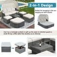 thumbnail image 4 of 6 Piece Patio Wicker Furniture, Outdoor Daybed Sunbed with Retractable Canopy, Conversation Sofa Set, PE Rattan Sectional Seating with Ottomans, for Patio Backyard Porch Poolside, Beige, D7909, 4 of 13