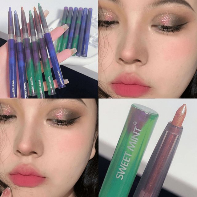Diamond Shiny Eyeliner Pencil , Green Golden Purple Glitter Eyeshadow Eyeliner Pen, Waterproof Women Makeup Cosmetics ( 6 Colors )