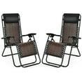 thumbnail image 3 of Canddidliike 2 Pieces Folding Patio Rattan Zero Gravity Lounge Chair-Light Brown, Oversized Padded Zero Gravity Lounge Chair Folding Patio Recliner with Headrest, 3 of 9