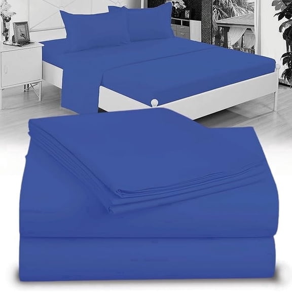 Twin XL 100% Microfiber Double Brushed Sheet Set - Extra-Soft & Wrinkle-Free - 15" Deep Pockets, 39" x 80" - Ideal for Dorms, Hospitals & Split King Beds - 3 PC Set (Twin XL, Royal Blue)
