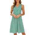 thumbnail image 6 of Josdec Women's V-Neck Sleeveless Midi Dress Asymmetric Striped with Pocket Loose Casual for Daily Wear S-XXL, 6 of 9