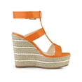 thumbnail image 3 of BLISSFUL STEP Women's Shoes Espadrille Wedge Ankle Buckle T-Strap Platform Sandals Orange 6, 3 of 7