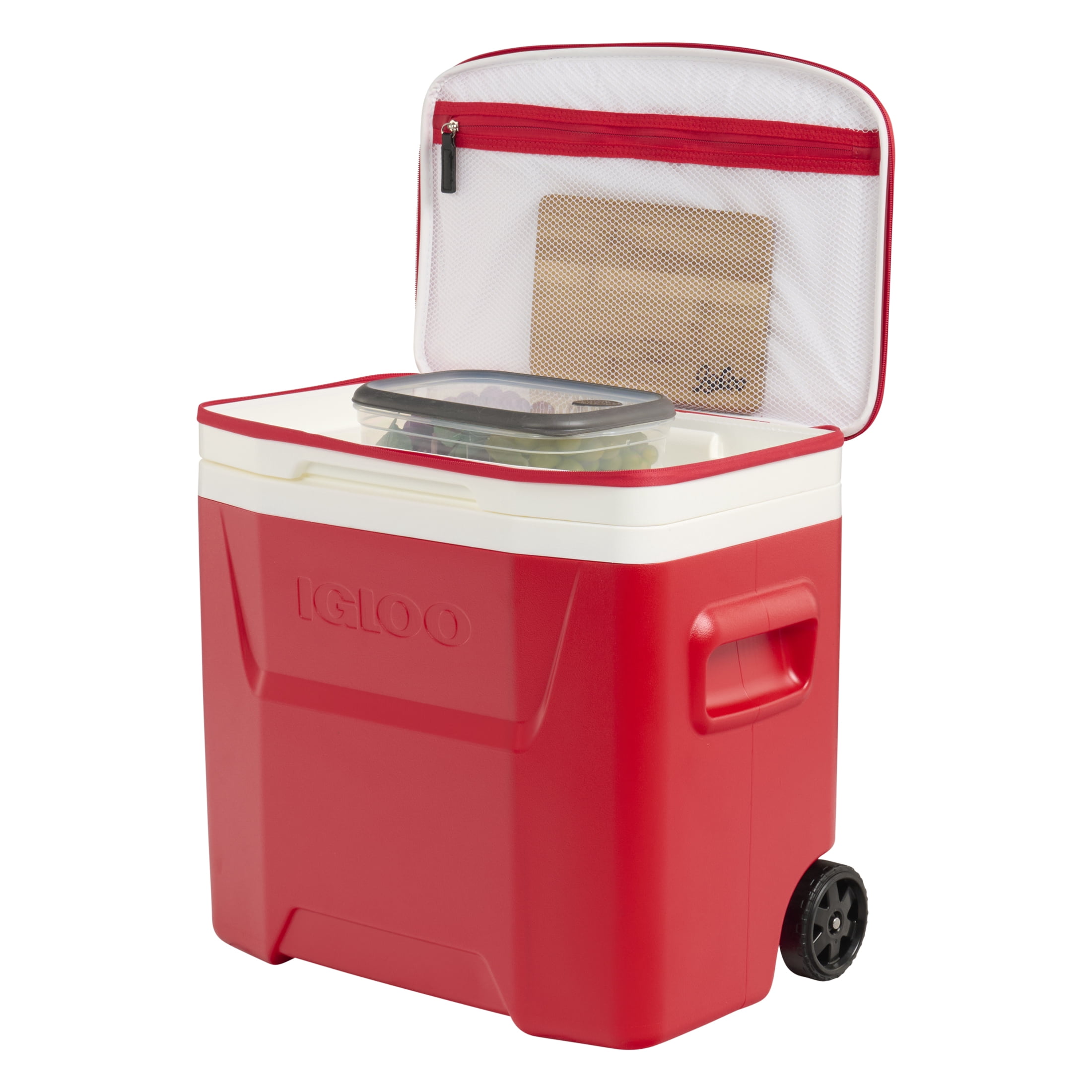 Igloo Laguna 28 QT Hard-Sided Cooler with Telescoping Handle, Red