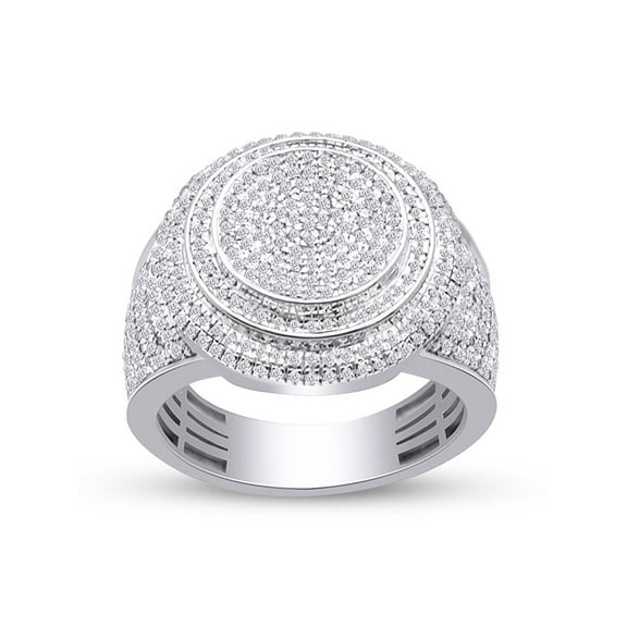 1 Carat (Cttw) Solid 10k White Gold Micro Pave Set Round Cut White Natural Diamond Men's Engagement Ring (I-J Color, I2-I3 Clarity, 1.00 Cttw) Ring Size-12