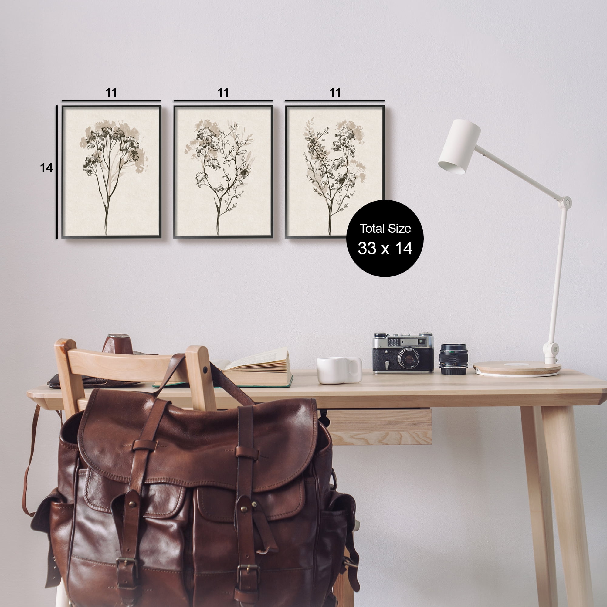 Stupell Industries Beige Cottage Herbs Botanical & Floral Painting Black Framed Art Print Wall Art, 11 x 14, Set of 3