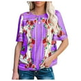 thumbnail image 1 of T-shirt à Manches Courtes à Imprimé Floral pour Femmes, 1 of 6