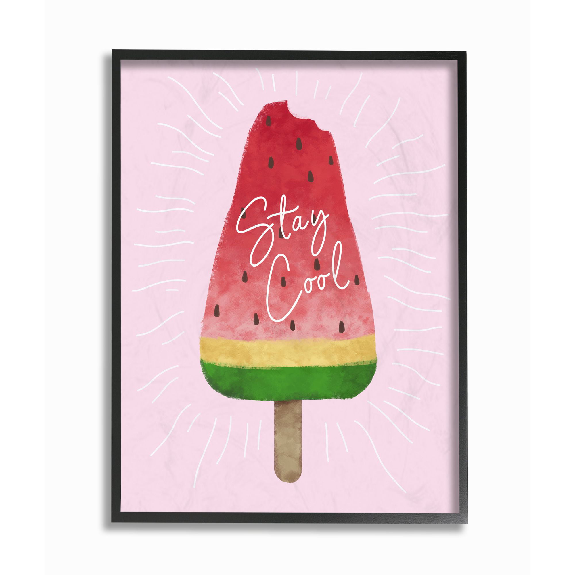 Canvas Stupell Industries Stay Cool Watermelon Ice Cream Pink Red Kids Nursery Design by Artist Ziwei Li Wall Art 16 x 20