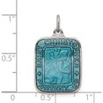 thumbnail image 3 of Sterling Silver Blue Enamel Square St. Christopher Medal Pendant (25 X 15) Made In United States qc7374, 3 of 5