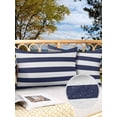 thumbnail image 2 of Outdoor Waterproof Throw Pillow Covers Set of 2 Classical Nautical Stripe Decorative Pillowcases Lumbar Outdoor Pillows Cushion Case 20x12 Inch Navy Blue Patio Pillows for Couch Sofa Bed Garden, 2 of 7