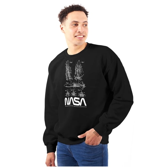 NASA Vintage Worm Logo Space Shuttle Sweatshirt for Men or Women Brisco Brands S