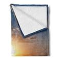 thumbnail image 2 of Seascape Soft Flannel Fleece Throw Blanket, Panorama of Sunset over Ocean Horizon and Sand Beach Fluffy Clouds in Sky, Cozy Plush for Indoor and Outdoor Use, 50" x 60", Multicolor, by Ambesonne, 2 of 5