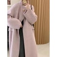thumbnail image 4 of Abrigo de esquila de lana de Cachemira de doble cara para mujer, gabardina larga de longitud media, abrigo de lana grueso de talla grande para invierno y otoño, 4 of 5