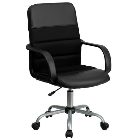 Flash Furniture Manor Mid-Back Swivel LeatherSoft Ergonomic Desk Chair with Headrest Black