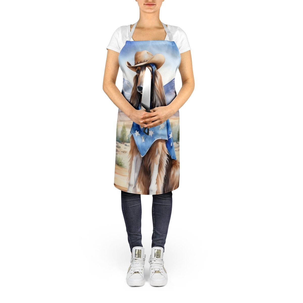 Afghan Hound Cowboy Welcome  Apron 27 in x 30 in