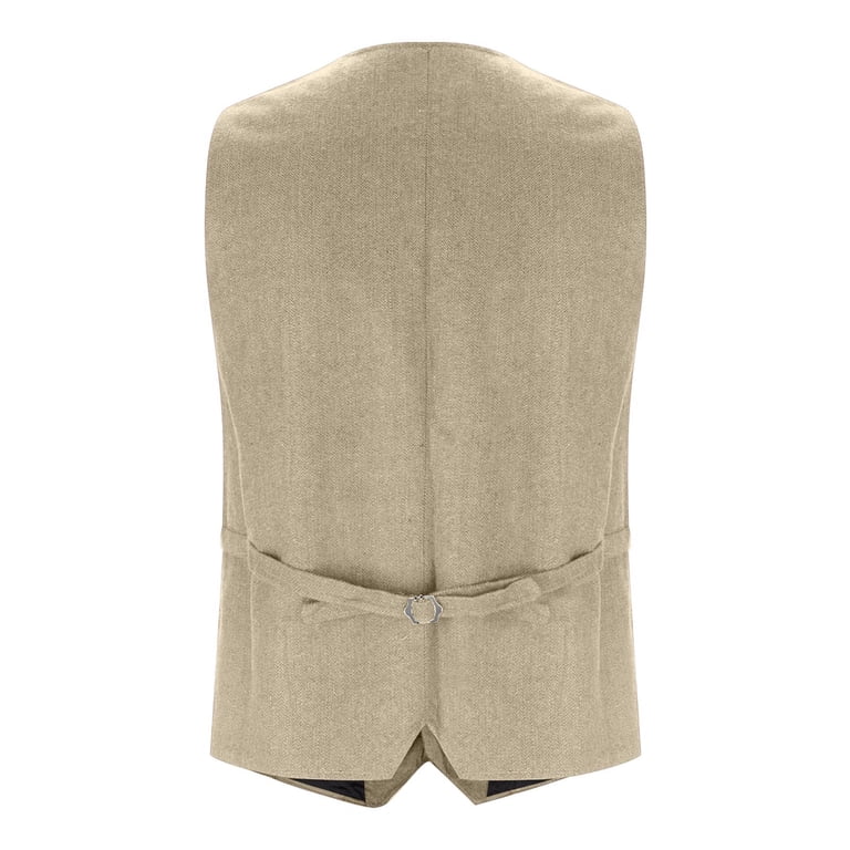 LODIENY Mens Vintage Tweed Suit Vest Sleeveless Retro V Neck