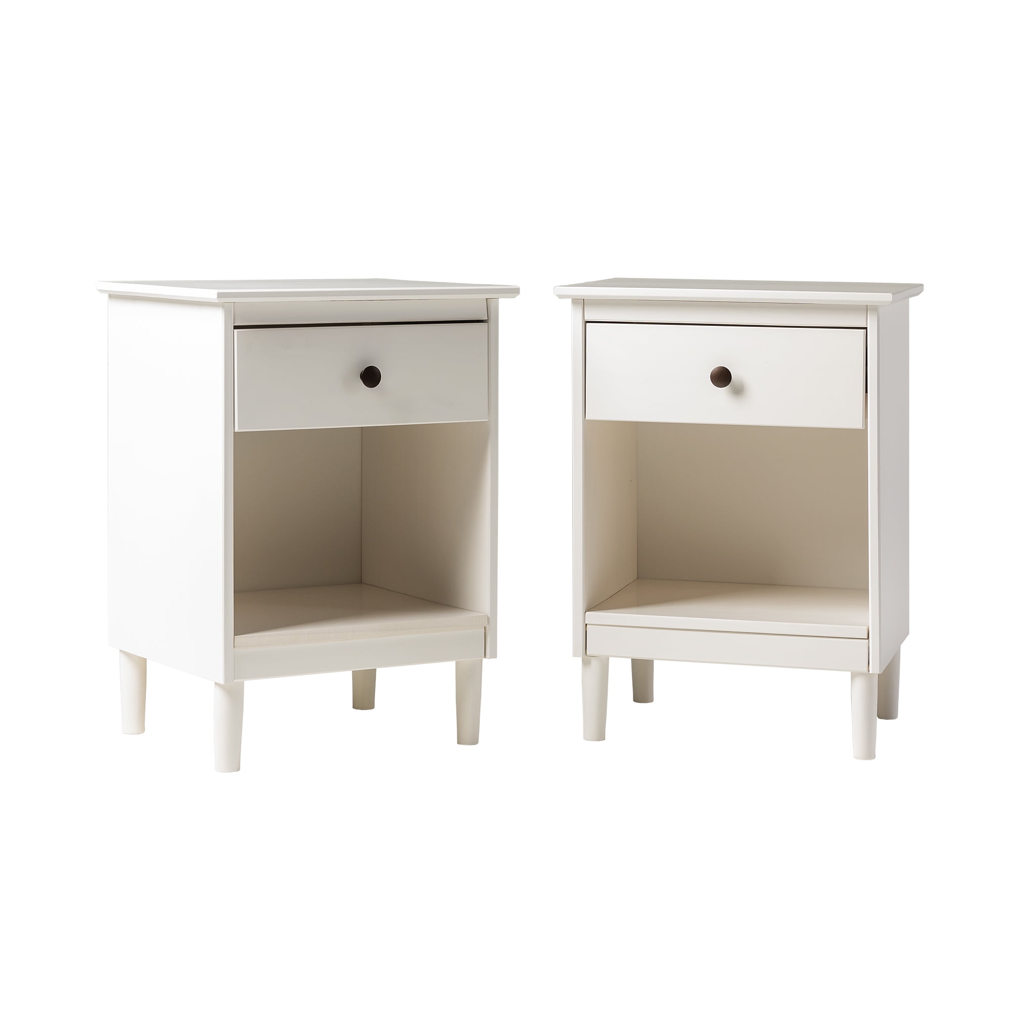 Bellamy Studios Wright Mid-Century Nightstand, White, Set of 2