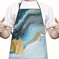 thumbnail image 2 of Blue Gold Marble Pattern Apron-Garden Aprons for Women with Pockets-Cotton Linen Waterproof Kitchen Cooking Gardening Aprons Adjustable for Kitchen,Cooking,BBQ and Salon 33x27 Inch, 2 of 7