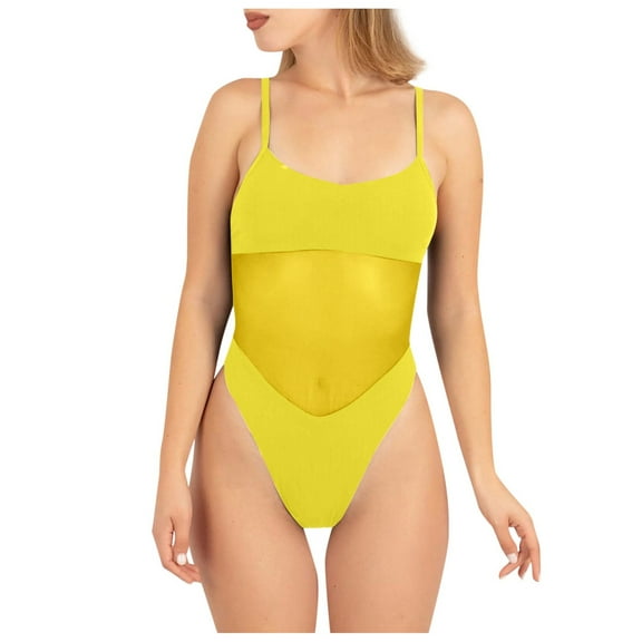 adviicd Tankini Swimsuits for Women One Piece Swimsuit Women Push Up High Waisted Bathing Suit (Yellow,M)