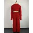 thumbnail image 5 of Cropped Top And Wide Leg Pants Lounge Set (L, SeaPink), 5 of 6