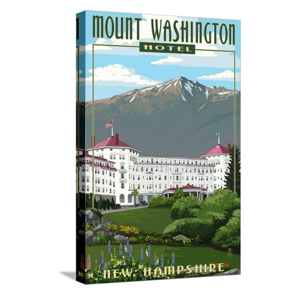 Art.com Mount Washington Hotel in Spring - Bretton Woods, New Hampshire Stretched Canvas Print Wall Art by Lantern Press, 12" x 18"