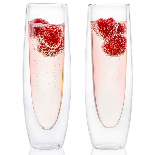Epare Champagne Flutes Set of 2 Stemless Sparkling Wine Glasses