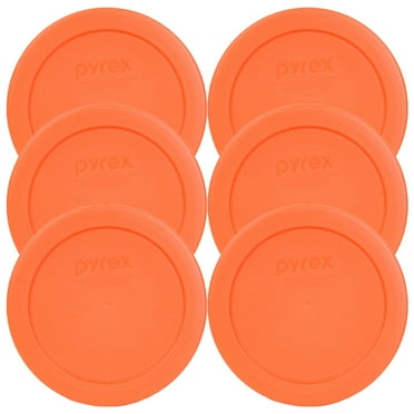 Pyrex 7200-PC Orange Round Plastic Food Storage Replacement Lid Cover (6-Pack)