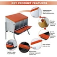 thumbnail image 3 of EuKer Chicken Nesting Box, 3 Compartment Chicken Lay Box with Metal Legs and Removable Tray for Poultry Coop, Backyard, Farm, Orange, 3 of 9