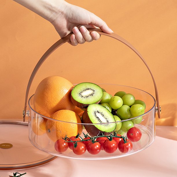 Bandeja de servicio dividida transparente portátil Plato de platos de servicio redondo para fiesta en casa